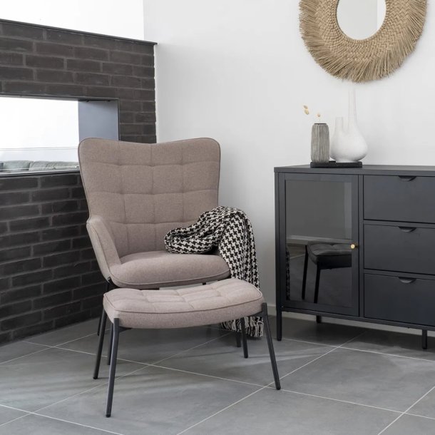 Glasgow lounges�t - Loungestol og fodskammel - i stonegrey