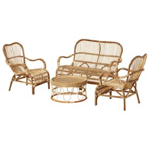 Trevligt loungeset fr 4 personer - i naturlig fltad bambu