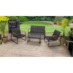 Elegant lounge st i sort. Lavet i metal og tekstilene.