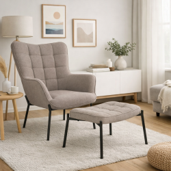 Glasgow lounges�t - Loungestol og fodskammel - i stonegrey