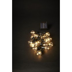 Solcelledrevet LED-lyskde med 20 lyskilder i sort plast.