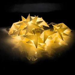 LED lavenergi lyskde med 10 papirs stjerner og batteriboks til indendrs brug