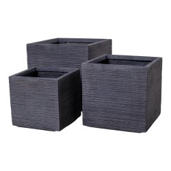 Flotte rillede plantepotter i grt fiberler - Model: Auckland - 3-pak