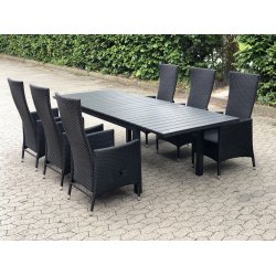 Madrid Familiest - 1 bord med dobbelt udtrk + 6 pumpestole med indstillelig ryg