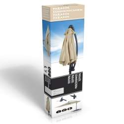 Hngeparasol  3  meter med vandtt polyesterdug + Dug har UV50+ solbeskyttelse.  Model: Malaga