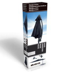 Hngeparasol  3  meter med vandtt polyesterdug + Dug har UV50+ solbeskyttelse.  Model: Malaga