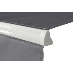 Markise manuel. Str.: Lngde 4,80M. Udhng 3,00M. Hvid/gr