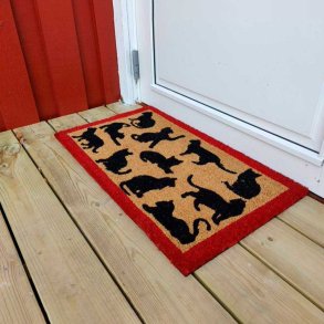 Kokos drmtte med flere kattemotiver, 40x70 cm - Holdbare materialer, der tler alt slags vejr