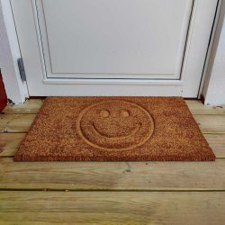 Kokos drmtte med smiley motiv, 40x70 cm - Slidstrkt og slidstrkt materiale