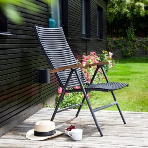 Parma garden 5-positionsstol - Svart med armstd i teak