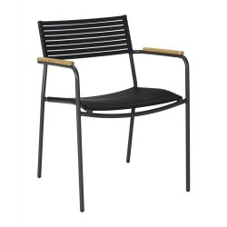 Parma air cafst m/ 2 stole - teak med sort PP-plast.