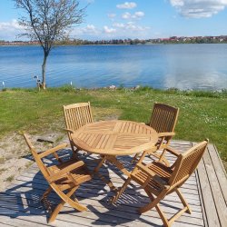 Havembelst med foldbart bord og 4 stk. foldestole BOSTON GOLD TEAK