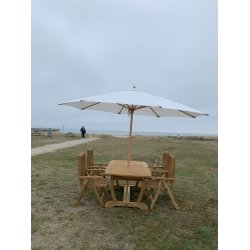 Gala Gold Teak bord med 4 stk. Luksus Boston 5 positions teak stole. 