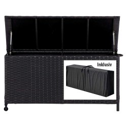 Sort hyndeboks i UV-beskyttet polyrattan med inderpose - vandtt og vedligeholdelsesfri!