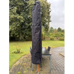 Premium vandtt cover i sort uv-resistent polyester til parasol  H140 cm. passer til 200 - 250cm.