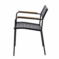 Parma luftstapelstol med armstd i teak - svart