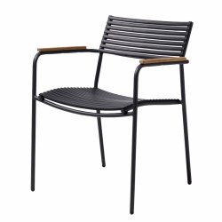 Parma luftstapelstol med armstd i teak - svart