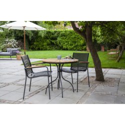 Parma klassisk stapelstol med lameller och teak armstd