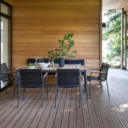 Parma klassisk stapelstol med lameller och teak armstd