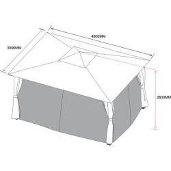 Vattentt Lyxig Paviljong 4x3m - inklusive myggnt och 4 sidor
