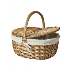 Oval picnickurv i narturligt pileflet - Perfekt til skovturen, stranden eller haven!