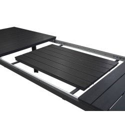 Sort vedligeholdelsesfrit havembelst med udtrksbord med 6 stole