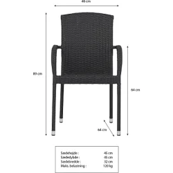 Momohavembelst inkl. 6 stole i sort UV-beskyttet polyrattan - Ingen vedligeholdelse!