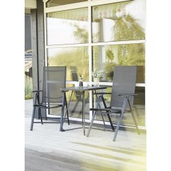 Petra havembelst med betonbord + 6 stk. 5-pos. stole i alu og texline - kan tle alt slags vejr!