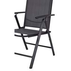 Petra havembelst med betonbord + 6 stk. 5-pos. stole i alu og texline - kan tle alt slags vejr!