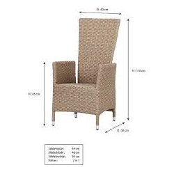 Underhllsfri trdgrdsstol i UV-beskyddad polyrotting med pump - Modell: Nanna