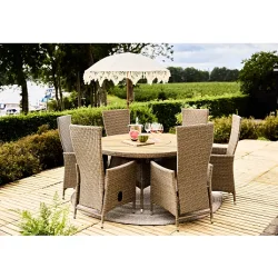 Underhllsfri trdgrdsstol i UV-beskyddad polyrotting med pump - Modell: Nanna