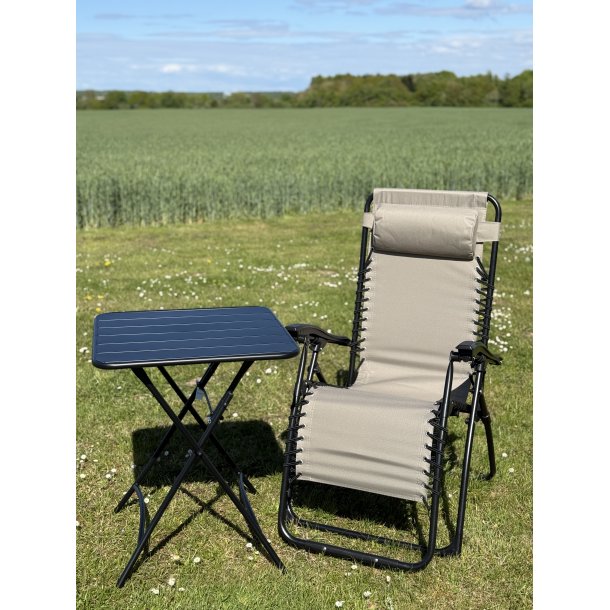 Let foldbar relax havestol med armln og indstillelig ryg - Model Rosa - vlg farve Sand/taupe