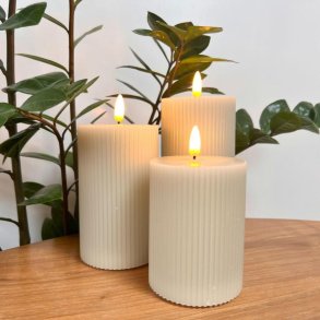 St af 3 LED lys i rillet mnster inkl. fjernbetjening - Fs i flere farver!