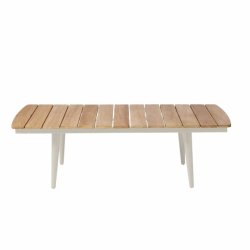 Rio Lounge bord  i alu og gold teak. Str. L: 120x B:60 x H: 30 cm. V�lg farve Gr� el. Sand