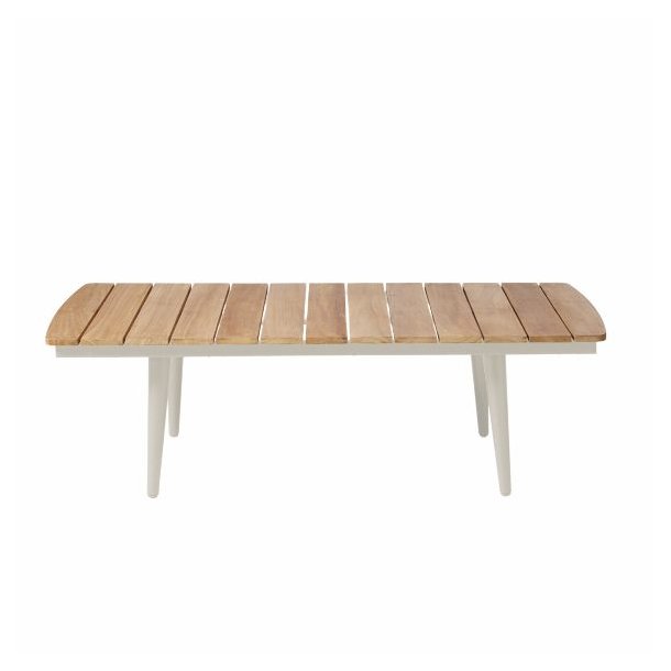 Rio Lounge bord  i alu og gold teak. Str. L: 120x B:60 x H: 30 cm. V�lg farve Gr� el. Sand