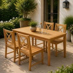 Lara Havem�bels�t � Kronborg Teakbord &amp; 6 Klassiske Teakstole
