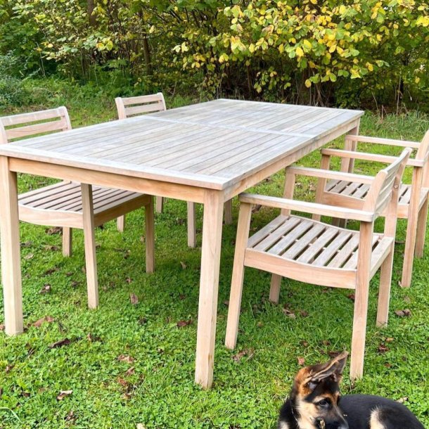 (DEMO) Oxford havembelst i gyldenbrunt goldteaktr med 4 stole 