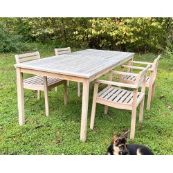 (DEMO) Oxford havembelst i gyldenbrunt goldteaktr med 4 stole 