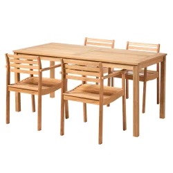 Rosenholm haves�t � massivt Goldteak med 4 lette stole &amp; 165x80 cm bord