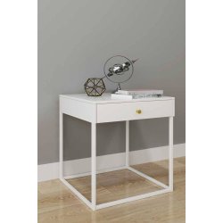 Lake sengebord m. 1 Skuffe hvid. Kan ogs bruge i entr med mere. 