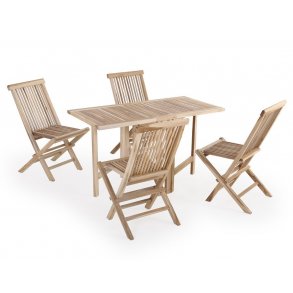 Altanset med klaffar teakset + 4 stolar