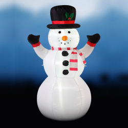 Kmpe oppustelig snemand med 8 LED - 2,4 M - IP44. Til udendrs brug