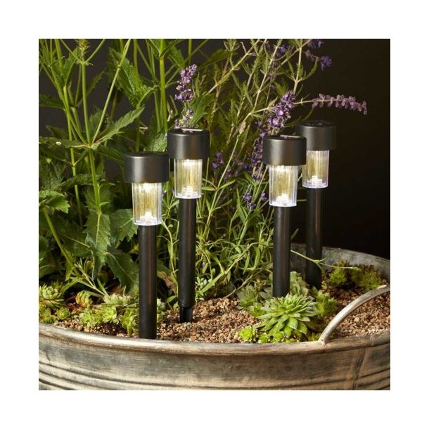 Solcelle lampe 31,5 cm - st med 4 stk.