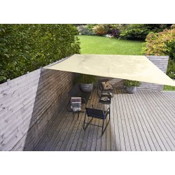 vandafvisende  firkantet solsejl i beige i topkvalitet str. 3,6x3,6 M. UV-beskyttelse: UPF50+