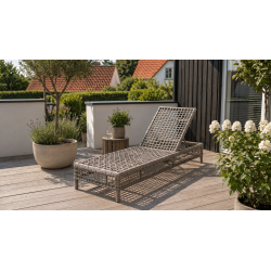 Vila solvogn i lys brun mix - Stilfuld og komfortabel solvogn i UV-beskyttet polyrattan med pumpe justerbar ryg, hjul og 12 cm tyk hynde