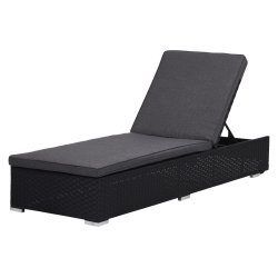 Solvogn i UV-beskyttet polyrattan sort inkl. lux hynde gr. med hjul. 100 % vedligeholdelsesfri