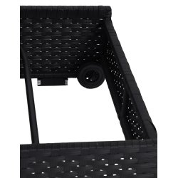 Solvogn i UV-beskyttet polyrattan sort inkl. lux hynde gr. med hjul. 100 % vedligeholdelsesfri