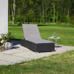 Solvogn i UV-beskyttet polyrattan sort inkl. lux hynde gr. med hjul. 100 % vedligeholdelsesfri