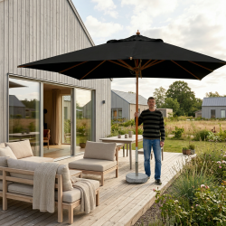MEGA PARASOL! Str.  4x4m - + dug har UV50+ solbeskyttelse - Model: Houston