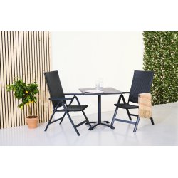 Sort vedligeholdelsesfrit cafest med bord 70x70 cm. og 2 stk. 5-Positionsstole - Lotte
